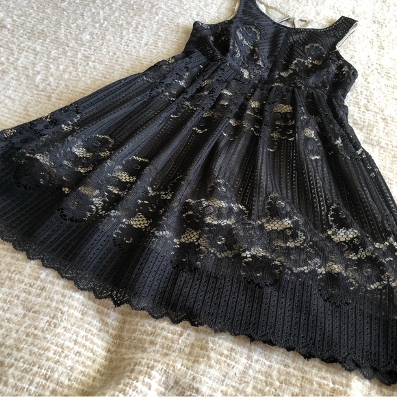 FREE PEOPLE Nude Black Lace Mini Backless Dress XS - Picture 8 of 10